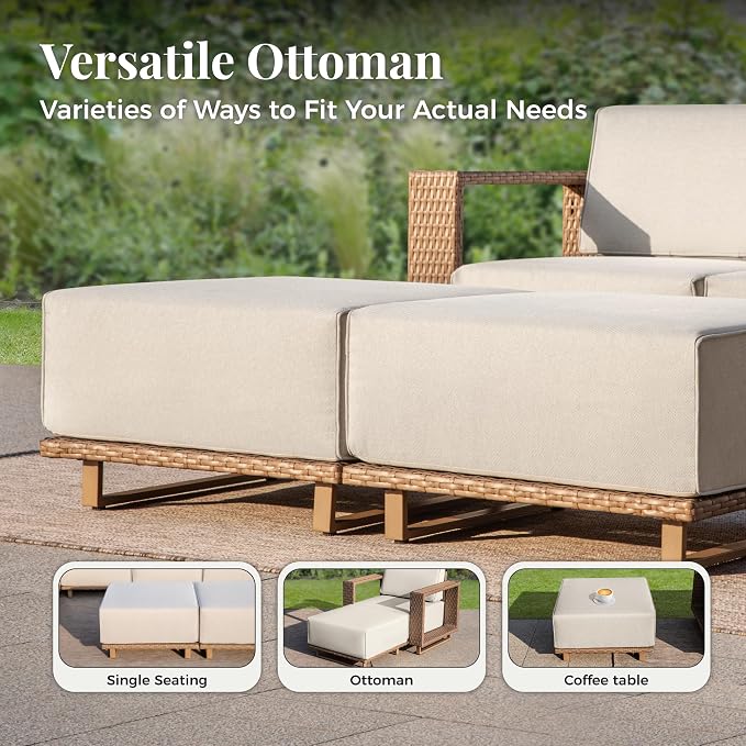 MIXPATIO Patio Sectional Furniture Set, 6 Piece Outdoor Wicker Sofa Patio Couch - Image 5
