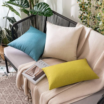 MIULEE Pack of 2 Decorative Outdoor Solid Waterproof Throw Pillow Covers Faux - Image 4