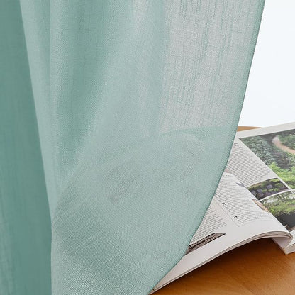 Chyhomenyc Aqua Green Semi Sheer Curtains 54 Inch Length - Image 7