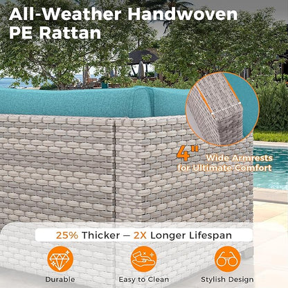 6-Seat Modern Outdoor Wicker Rattan Patio Furniture Set - Image 4