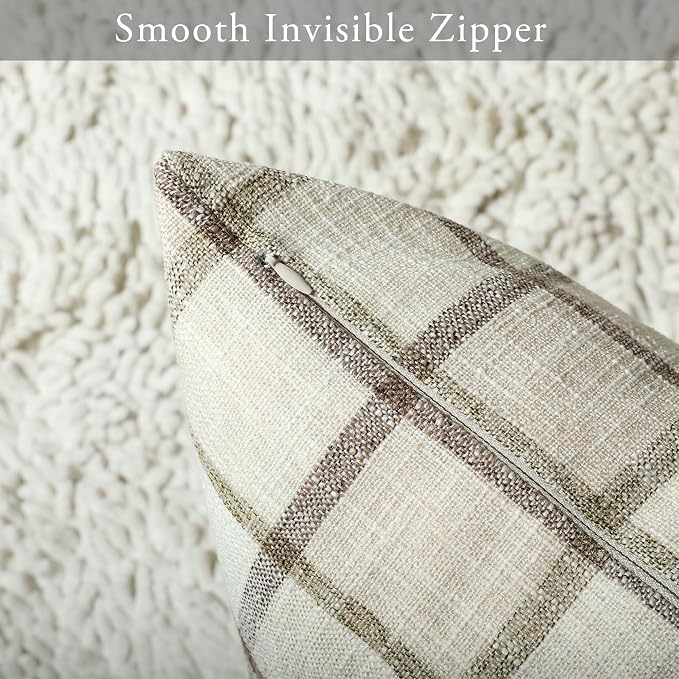 Stellhome Pack of 2 Linen Buffalo Check Decorative Fall Throw Pillow Covers - Image 3