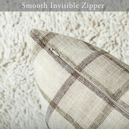 Stellhome Pack of 2 Linen Buffalo Check Decorative Throw Pillow Covers - Image 3