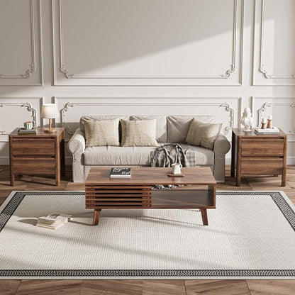 MAISONARIA Living Room Table Sets of 3, Mid Century Coffee Table & End Table by MAISONARIA