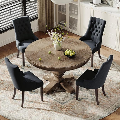 COLAMY Fabric Side Dining Chairs Set of 6, Wingback Upholstered Dining Room - Image 7