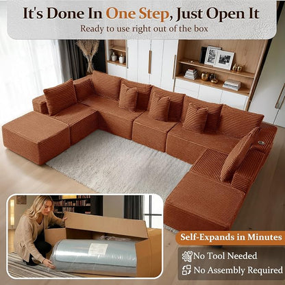 168" Cloud Sectional Couch, Comfort U Shaped Sofa - Image 3
