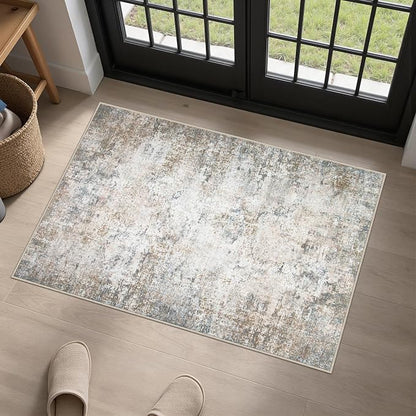 Washable Area Rug 2x3 Entryway Rug: Washable Modern Abstract Soft Thin Rug by FXRHLP