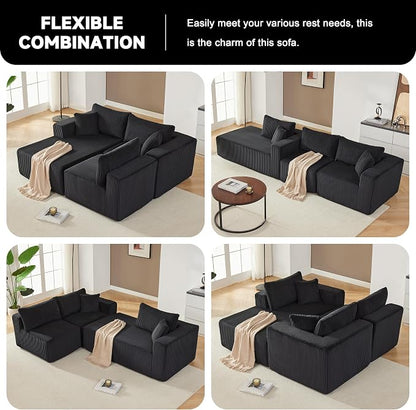 Weture 97" Modular Sectional Sofa, L-Shaped Boneless Couch - Image 7