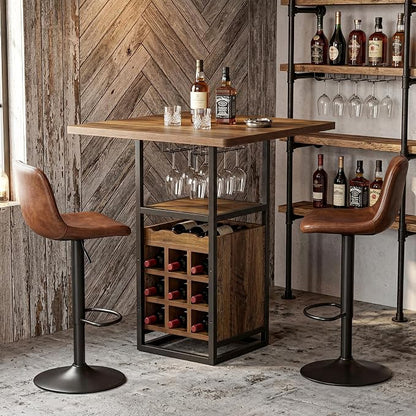 LITTLE TREE Square Bar Table, Wine Bar Cabinet by LITTLETREE