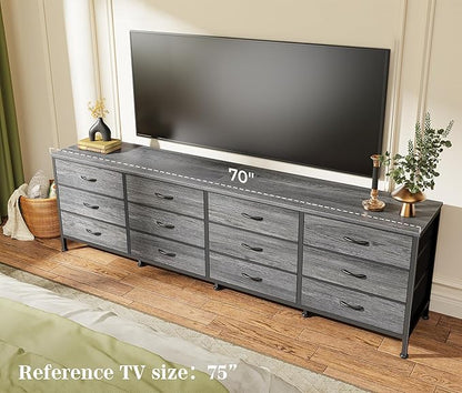 Huuger 70 Inch Dresser for Bedroom, TV Stand for 65, 80 Inch TV, 12 Fabric - Image 2