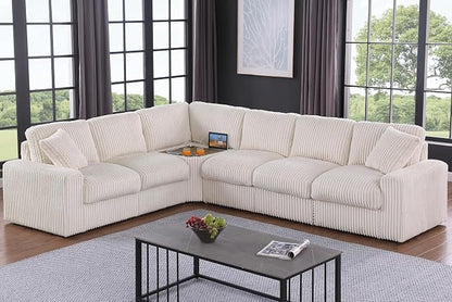 Ball & Cast 116" Oversized Modular Sectional Sofa, Large Corduroy Upholstered by BallCast