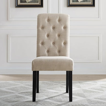 Roundhill Furniture Leviton Solid Wood Tufted Asons Dining Chairs - Image 3