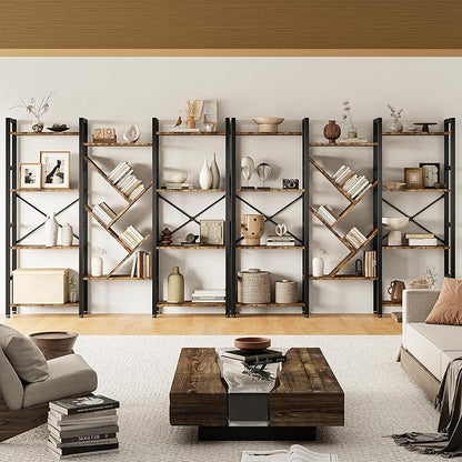 INNOD Triple 4 Tier Book Shelf, Large Industrial Bookcase - Image 3