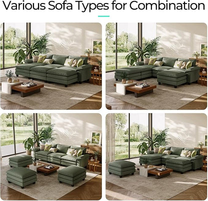 LINSY HOME 123" Modular Sectional Sofa, 3-Seat Corduroy Modern Cloud Couch - Image 8