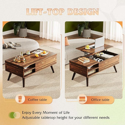 WLIVE Coffee Table with Lifting Top, Hidden Storage & Adjustable Shelf - Image 4