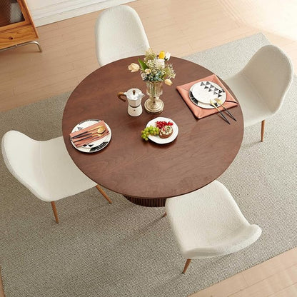 Dining Table Set for 4, Mid Century Modern 47 Inch Wooden Round Dining Table Set - Image 4