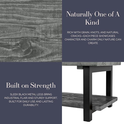 Alaterre Furniture Pomona Living Room 42 Inch Rectangular Solid Wood Coffee - Image 5