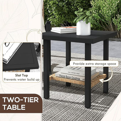Outsunny 3 Pieces Rocking Wicker Outdoor Bistro Set, Rattan Patio Furniture Set - Image 3