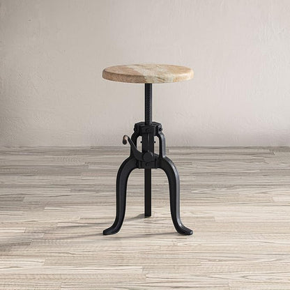 Jofran Global Archive Industrial Iron Crank Accent Table, Natural and Black - Image 8