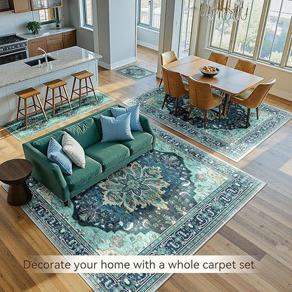 RELEANY Area Rugs 5'x7' Washable Non-Slip, Floral Vintage Distress Print - Image 4
