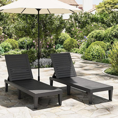 Outdoor Lounge Chairs Set of 2, 5-Position Adjustable Tanning Chairs by NBYSGO