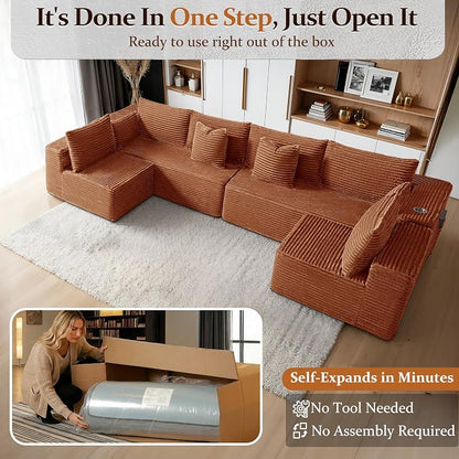 138" Cloud Sectional Couch, Comfort U Shaped Sofa - Image 3