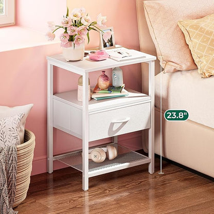 Huuger Night Stand with Fabric Drawer, Side Table with Mesh Shelf, Bedroom - Image 2