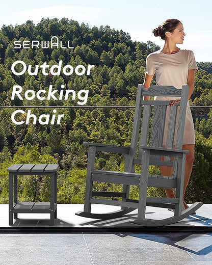 SERWALL Oversized Outdoor Rocking Chair Set of 4, All Weather Patio Rocking - Image 4