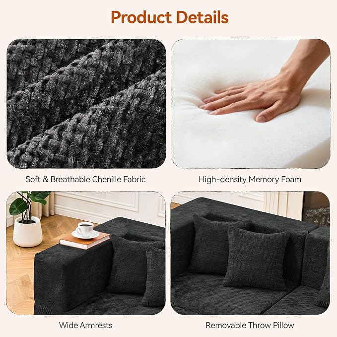 MONVANE Modular Sectional Sofa, Oversized 12 Seat Convertible U Shaped Couch - Image 5