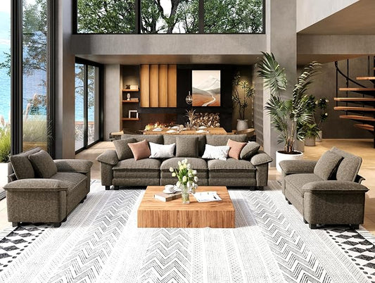 SUNSHINE VALLEY 3 Piece Living Room Sofa Furniture Set, Chenille 2 Comfy Cloud by SUNSHINEVALLEY