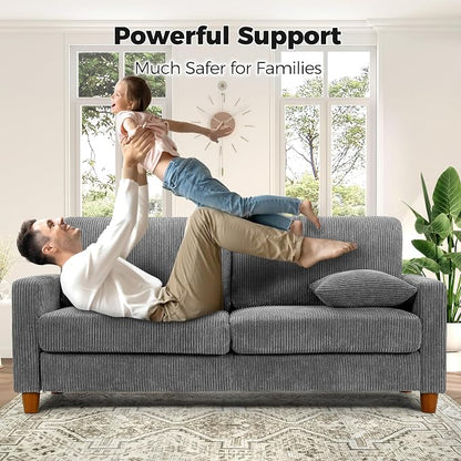 Kidirect 70in Corduroy Sofa, Comfy Loveseat Sofa No Tool Assembly, Couches - Image 5