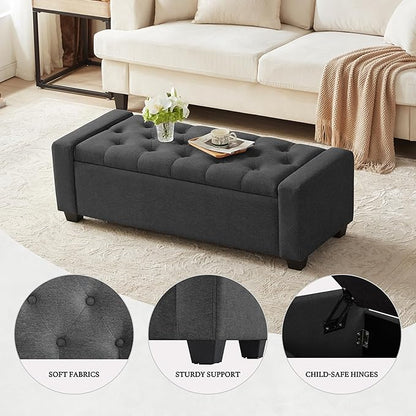 Huatean Home 48" Ottoman with Storage, Storage Ottoman Bench with Safety Hinge - Image 3