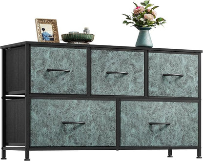 WLIVE Dresser for Bedroom with 5 Drawers, Wide Chest of Drawers, Fabric Dresser by WLIVE