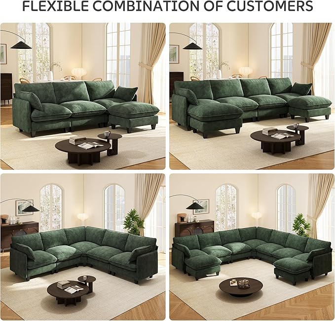 Ihanherry 141" Oversized V-Shaped Modular Sectional Couch, 9-Seater Cloud Sofa - Image 7