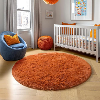 Amdrebio Burnt Orange Large Round Rugs 7Ft - Image 7