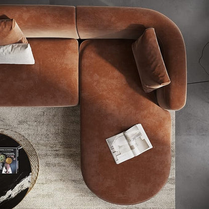 Acanva Luxury Modern Tight Curved Back Velvet Sofa, Minimalist Style Comfy Couch - Image 5
