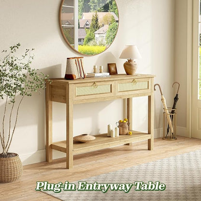 SUPERJARE Rattan Console Sofa Table - Image 3