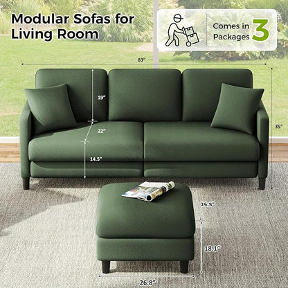 Welzona 83" Couches for Living Room, Teddy Sofa Couch - Image 3