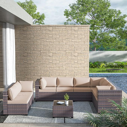 Outdoor Patio Furniture Set, 9 Pieces Outdoor Sectional Furniture Patio Set - Image 6