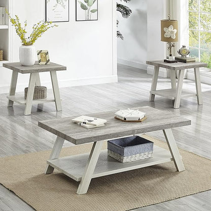 Roundhill Furniture Athens Contemporary 3-Piece Wood Shelf Coffee Table Set by RoundhillFurniture