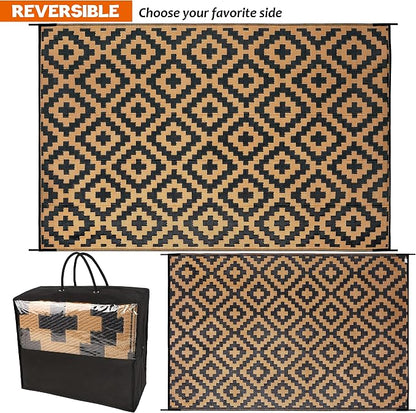 SAND MINE Reversible Mats, Plastic Straw Rug, Modern Area Rug, Large Floor Mat - Image 3