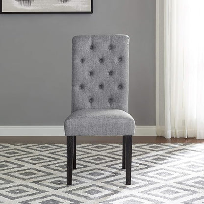 Roundhill Furniture Leviton Solid Wood Tufted Dining Chair - Image 3