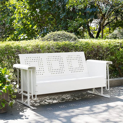 Crosley Furniture Bates Retro Metal Outdoor Sofa Glider, 3-Person Rocking Patio - Image 2