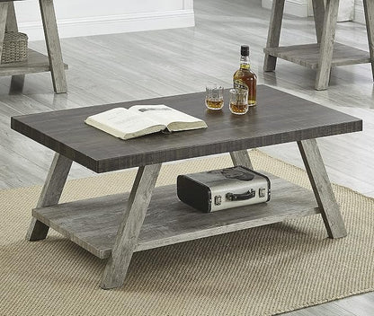 Roundhill Furniture Athens Contemporary 3-Piece Wood Shelf Coffee Table Set - Image 4
