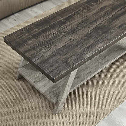 Roundhill Furniture Athens Contemporary 3-Piece Wood Shelf Coffee Table Set - Image 7