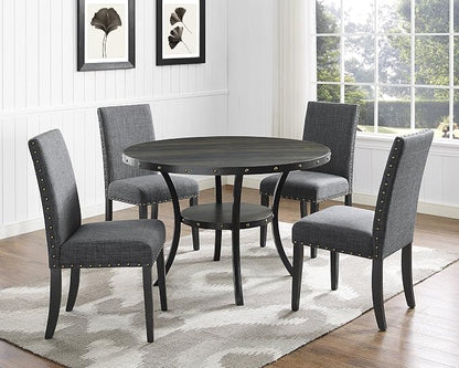 Roundhill Furniture Biony Gray Fabric Dining Chairs - Image 4
